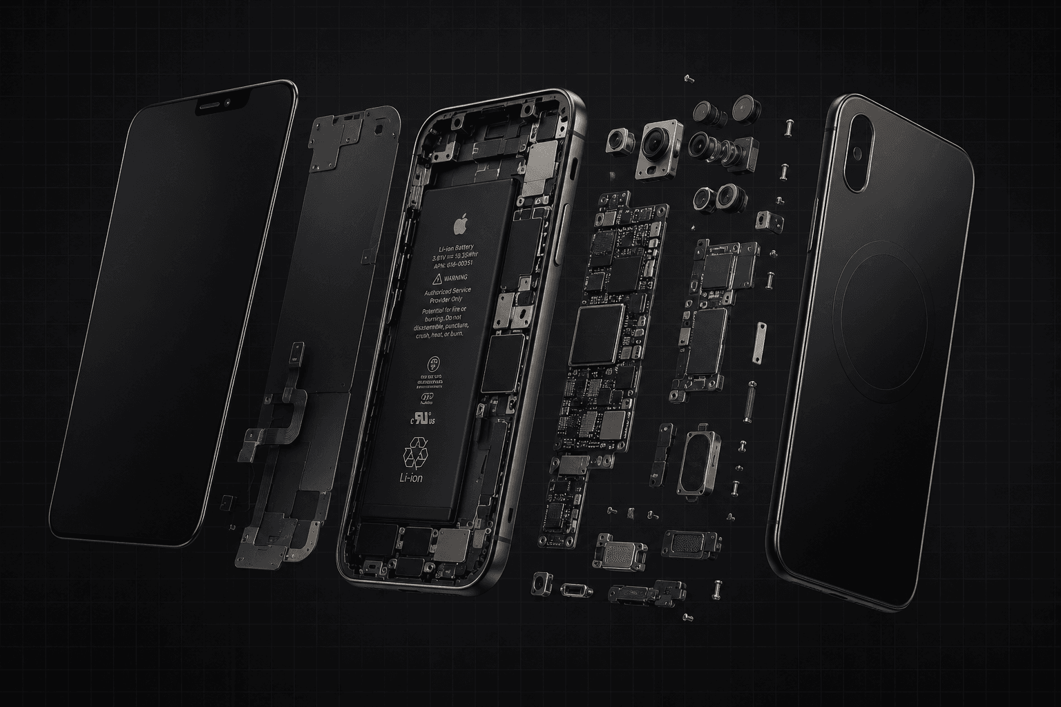 Technician repairing smartphone component on workbench
